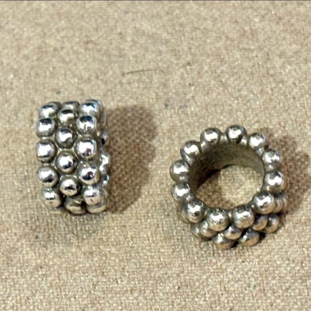 🆕Listing! Two Brighton Bubble beads in Silver Tiny “bubbles” cover beads Retired